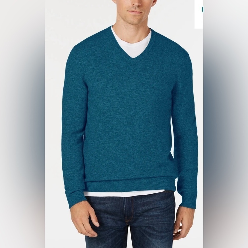 Club Room Luxury Men's V-Neck Cashmere Sweater 100% Cashmere